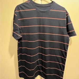 Casual Black and Orange Striped Tee